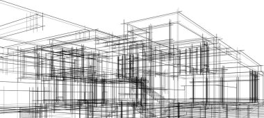 Mimari sanat konseptinde soyut çizgiler, minimum geometrik şekiller. 