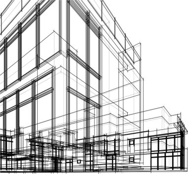 Mimari sanat konseptinde soyut çizgiler, minimum geometrik şekiller.