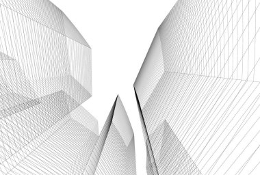 Mimari sanat konseptinde soyut çizgiler, minimum geometrik şekiller. 