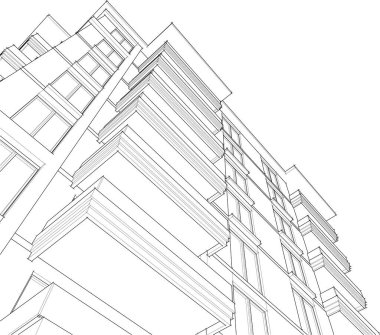 Mimari sanat konseptinde soyut çizgiler, minimum geometrik şekiller. 