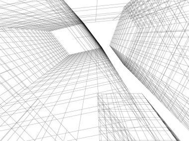 Arkaplanda mimari bina 3d illüstrasyon