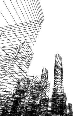 Mimari sanat konseptinde soyut çizgiler, minimum geometrik şekiller.