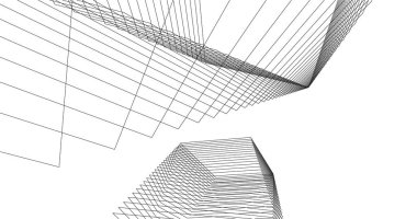 Mimari sanat konseptinde soyut çizgiler, minimum geometrik şekiller.