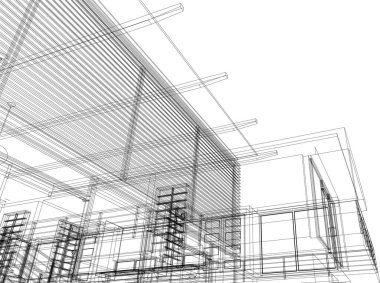 Mimari sanat konseptinde soyut çizgiler, minimum geometrik şekiller.