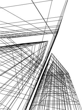 Mimari sanat konseptinde soyut çizgiler, minimum geometrik şekiller. 