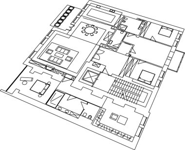 Mimari sanat konseptinde soyut çizgiler, minimum geometrik şekiller. 