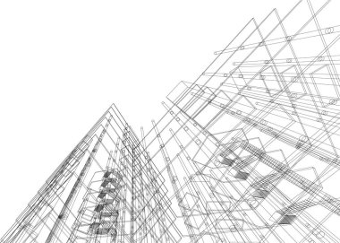 Mimari sanat konseptinde soyut çizgiler, minimum geometrik şekiller. 