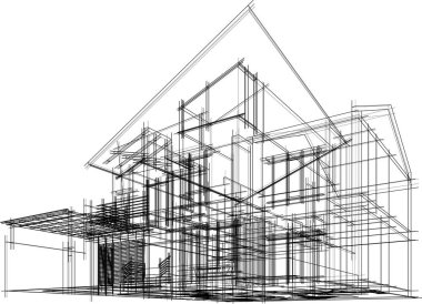 Mimari sanat konseptinde soyut çizgiler, minimum geometrik şekiller. 
