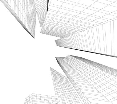 Arkaplanda mimari bina 3d illüstrasyon