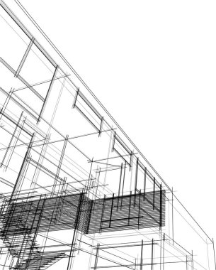 Mimari sanat konseptinde soyut çizgiler, minimum geometrik şekiller. 