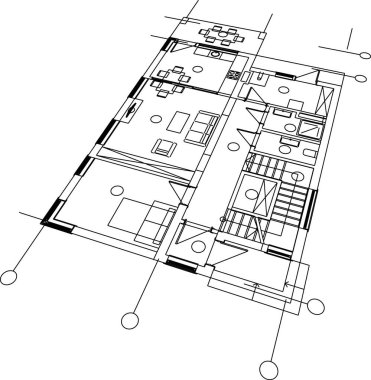 Mimari sanat konseptinde soyut çizgiler, minimum geometrik şekiller. 