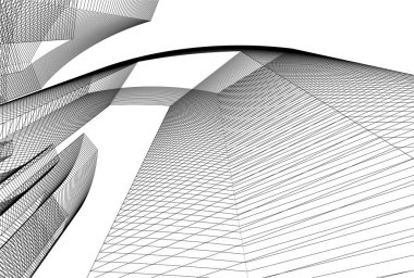 Mimari sanat konseptinde soyut çizgiler, minimum geometrik şekiller.