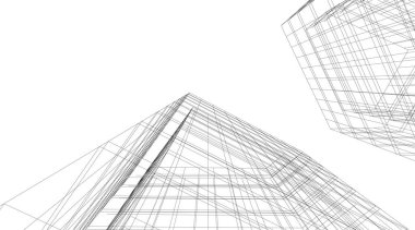 Mimari sanat konseptinde soyut çizgiler, minimum geometrik şekiller.