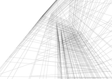 Mimari sanat konseptinde soyut çizgiler, minimum geometrik şekiller. 