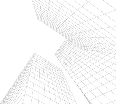 Mimari sanat konseptinde soyut çizgiler, minimum geometrik şekiller. 