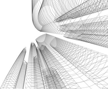 Mimari sanat konseptinde soyut çizgiler, minimum geometrik şekiller.