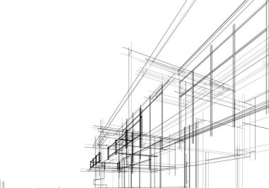 Mimari sanat konseptinde soyut çizgiler, minimum geometrik şekiller. 