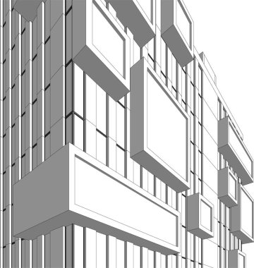 Mimari sanat konseptinde soyut çizgiler, minimum geometrik şekiller.