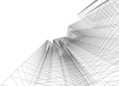 Mimari sanat konseptinde soyut çizgiler, minimum geometrik şekiller. 