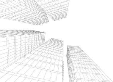 Arkaplanda mimari bina 3d illüstrasyon