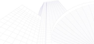 Arkaplanda mimari bina 3d illüstrasyon