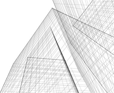 Mimari sanat konseptinde soyut çizgiler, minimum geometrik şekiller.