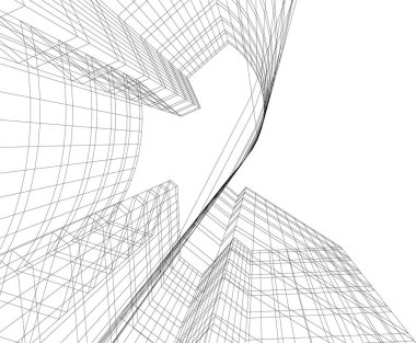 Mimari sanat konseptinde soyut çizgiler, minimum geometrik şekiller.