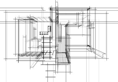 Mimari sanat konseptinde soyut çizgiler, minimum geometrik şekiller. 