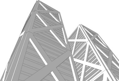 Mimari sanat konseptinde soyut çizgiler, minimum geometrik şekiller. 