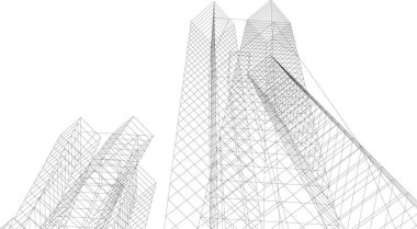 Mimari sanat konseptinde soyut çizgiler, minimum geometrik şekiller. 