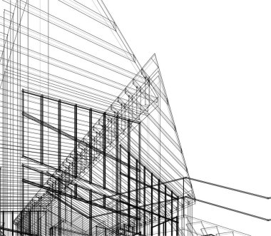 Mimari sanat konseptinde soyut çizgiler, minimum geometrik şekiller.