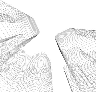 Mimari sanat konseptinde soyut çizgiler, minimum geometrik şekiller.