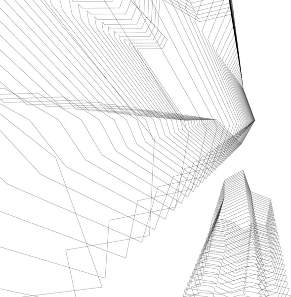 Linhas Abstratas Desenho Conceito Arte Arquitetônica Formas Geométricas Mínimas —  Vetores de Stock