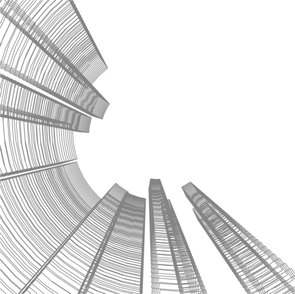 Elvont Rajzvonalak Építészeti Képzőművészetben Minimális Geometriai Formák — Stock Vector