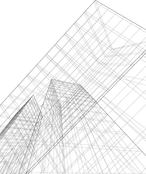 Abstracte Tekenlijnen Architectonisch Kunstconcept Minimale Geometrische Vormen — Stockvector