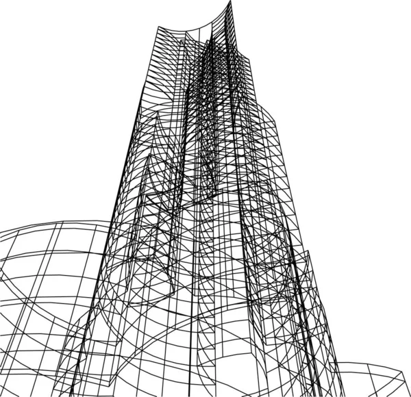 Líneas Abstractas Dibujo Concepto Arte Arquitectónico Formas Geométricas Mínimas — Archivo Imágenes Vectoriales