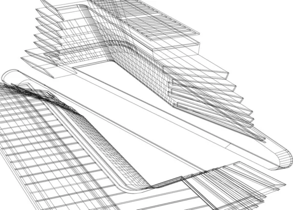 Mimari Sanat Konseptinde Soyut Çizgiler Minimum Geometrik Şekiller — Stok Vektör