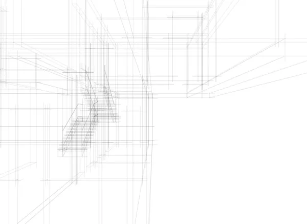 Abstrakte Zeichnungslinien Architektonischen Kunstkonzept Minimale Geometrische Formen — Stockvektor