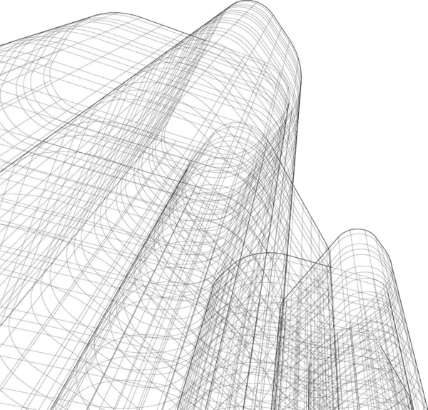 Abstrakte Zeichnungslinien Architektonischen Kunstkonzept Minimale Geometrische Formen — Stockvektor