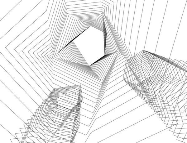 Abstracte Tekenlijnen Architectonisch Kunstconcept Minimale Geometrische Vormen — Stockvector