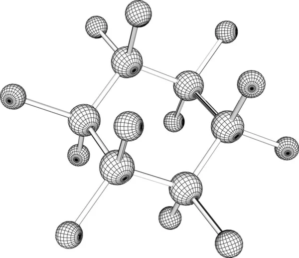 Esquema Moléculas Blanco Negro Ilustración Vectorial — Vector de stock