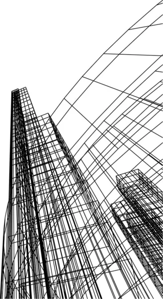 Abstrakcyjne Linie Rysunku Koncepcji Sztuki Architektonicznej Minimalne Kształty Geometryczne — Wektor stockowy