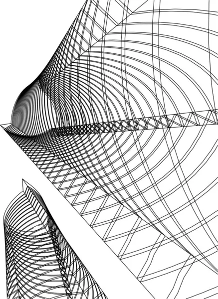 Lignes Dessin Abstraites Dans Concept Art Architectural Sur Fond Blanc — Image vectorielle