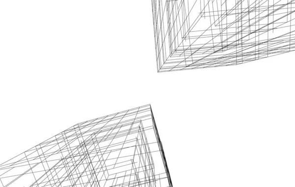 Abstrakte Zeichnungslinien Architektonischen Kunstkonzept Minimale Geometrische Formen — Stockvektor