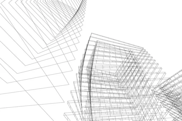 Abstracte Tekenlijnen Architectonisch Kunstconcept Minimale Geometrische Vormen — Stockvector