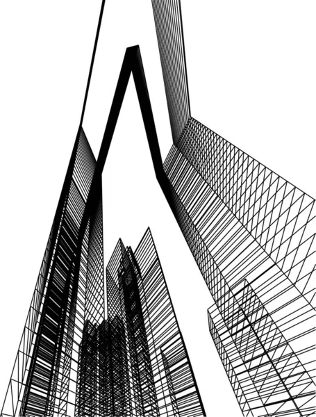 Lignes Dessin Abstraites Dans Concept Art Architectural Formes Géométriques Minimales — Image vectorielle