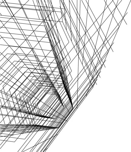 Abstracte Tekenlijnen Architectonisch Kunstconcept Minimale Geometrische Vormen — Stockvector