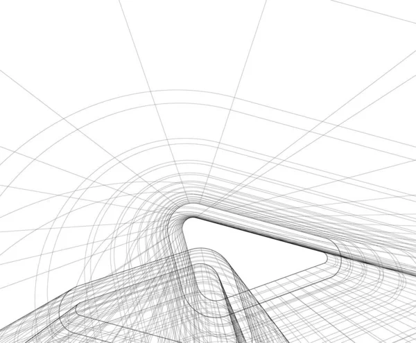Abstrakcyjne Linie Rysunku Koncepcji Sztuki Architektonicznej Minimalne Kształty Geometryczne — Wektor stockowy