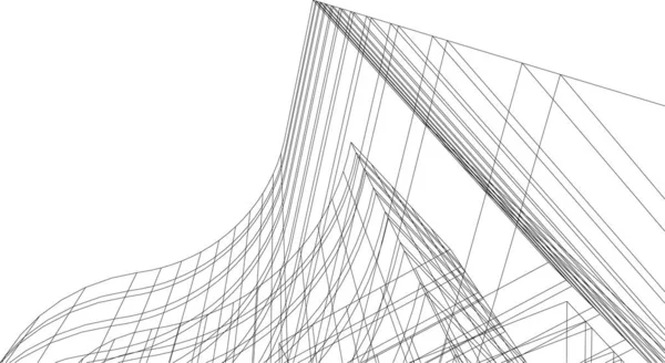 Abstracte Tekenlijnen Architectonisch Kunstconcept Minimale Geometrische Vormen — Stockvector