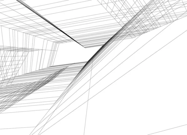 Lignes Dessin Abstraites Dans Concept Art Architectural Formes Géométriques Minimales — Image vectorielle